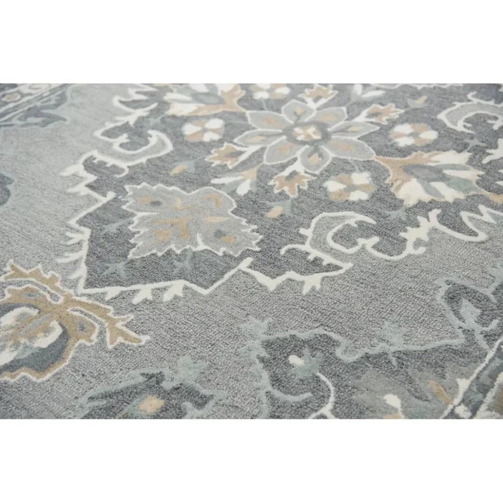 Axel Central Medallion Gray Large Area Rugs - LOOMLAN - LOOMLAN - Area Rugs