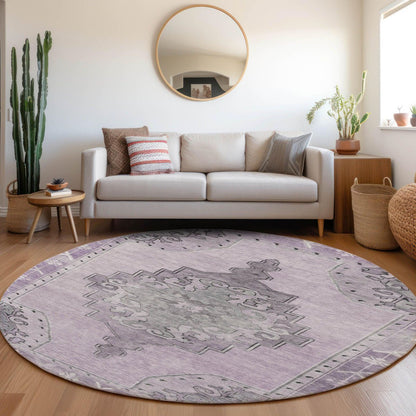 Haelion Plum Washable Indoor-Outdoor Rug