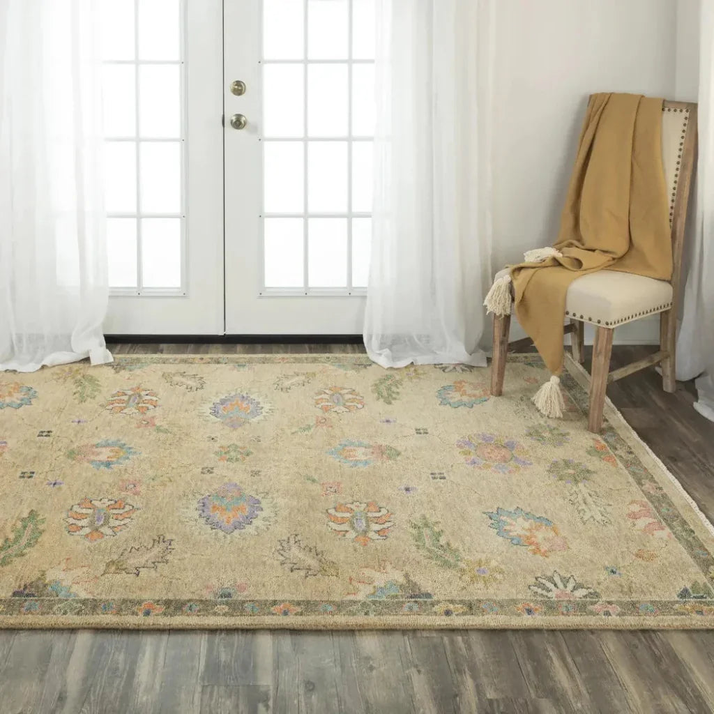 Cola Floral Beige Large Area Rugs For Living Room -- beige