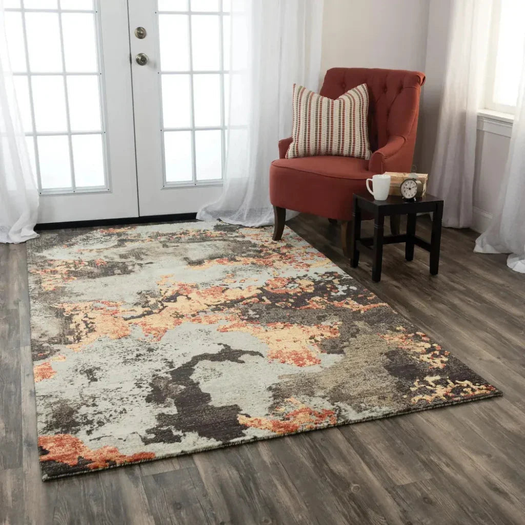 Dhum Abstract Brown Large Area Rugs For Living Room -- brown
