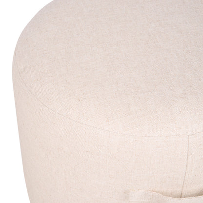 Ellery Cream Fabric Round Ottoman
