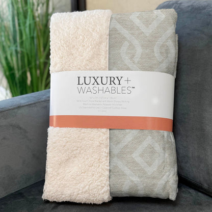 Offset Stripes Beige Washable Indoor-Outdoor Rug