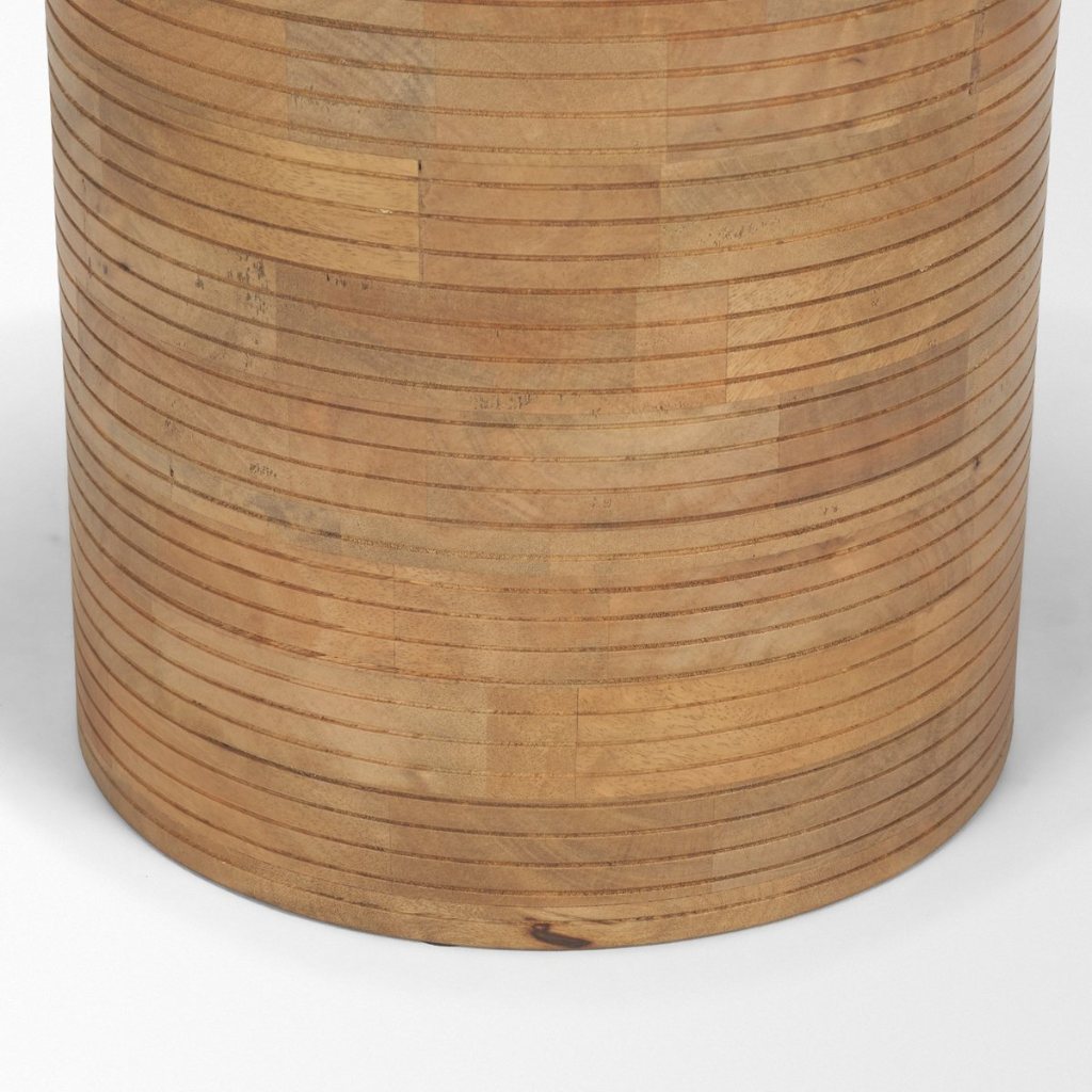 Stack 18" Round Light Brown Solid Wood Geometric Accent Tabl -- Light Brown