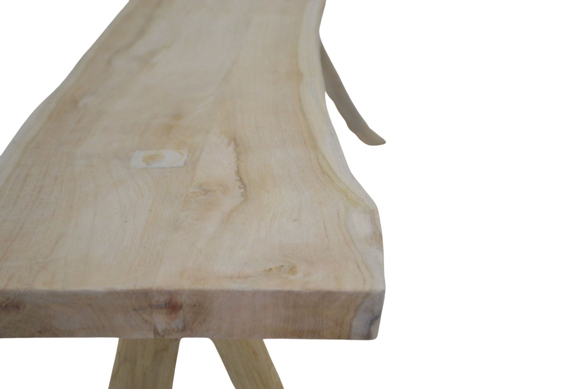 Log Natural Solid Teak Outdoor Bench -- Natural
