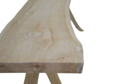 Log Natural Solid Teak Outdoor Bench -- Natural