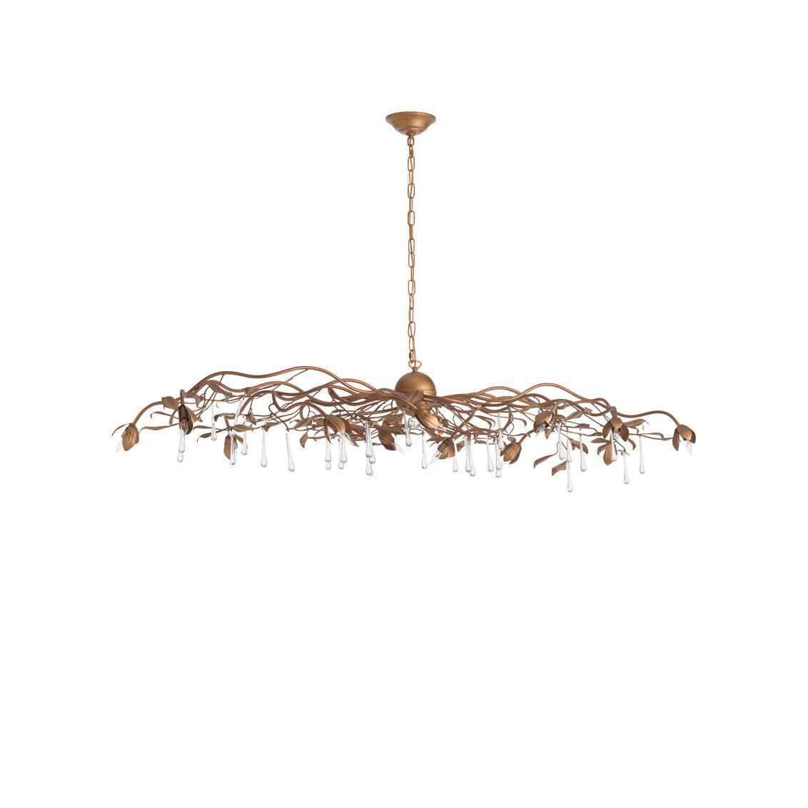 Bay Laurel Leaf Crystal Golden Chandelier