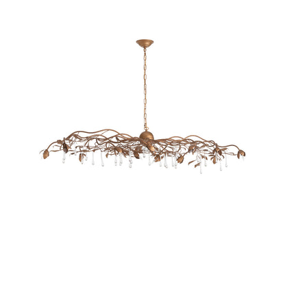 Bay Laurel Leaf Crystal Golden Chandelier