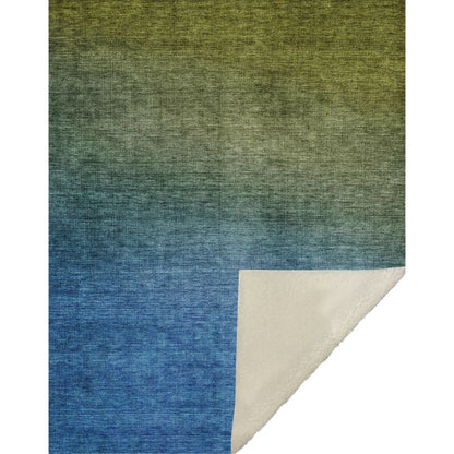 Quiet Current Olive Washable Indoor-Outdoor Rug