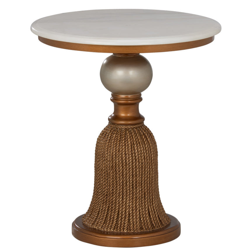 Chelsea House Tassel Marble Top Round Side Table