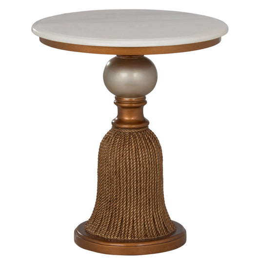 Chelsea House Tassel Marble Top Round Side Table