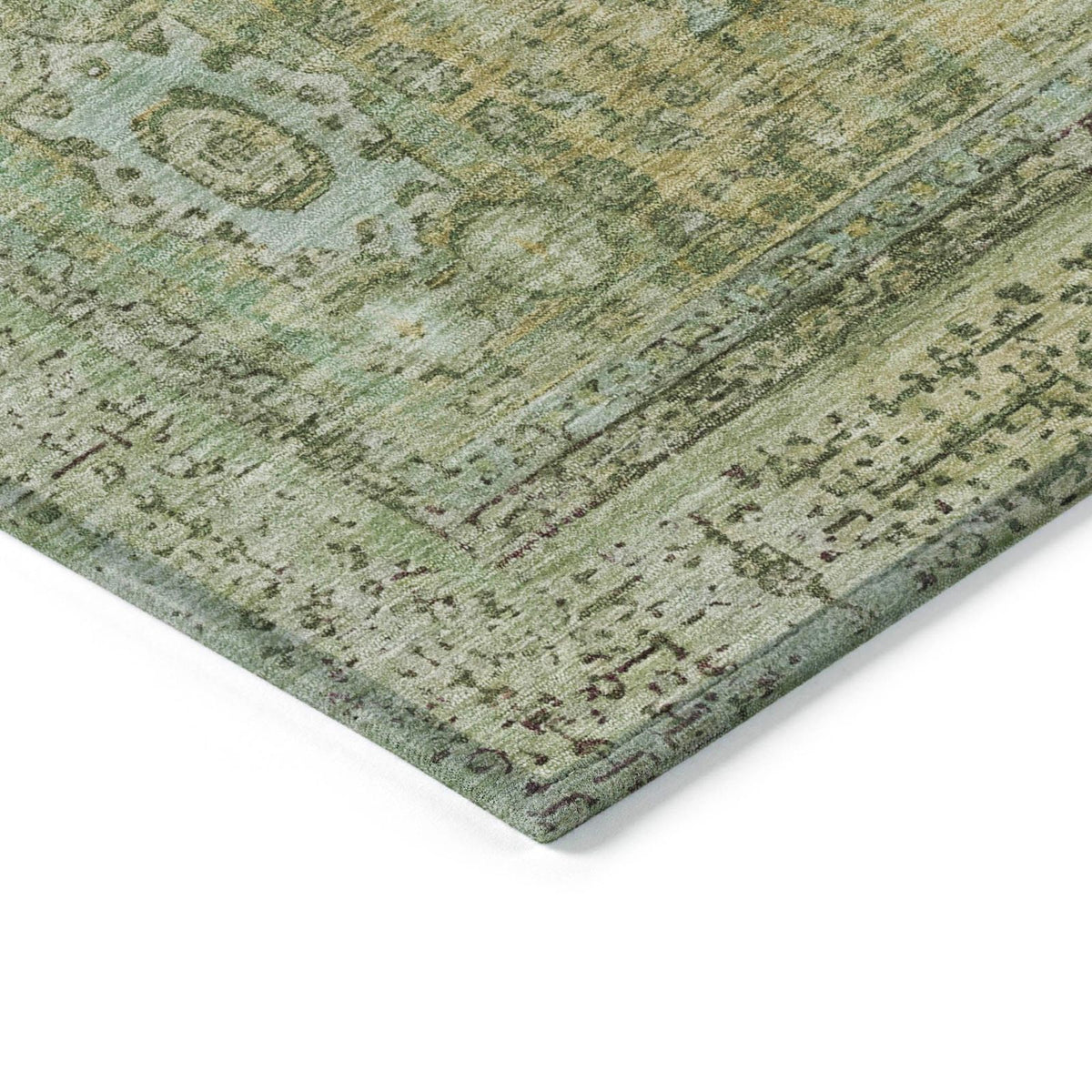 Irias Green Washable Indoor-Outdoor Rug