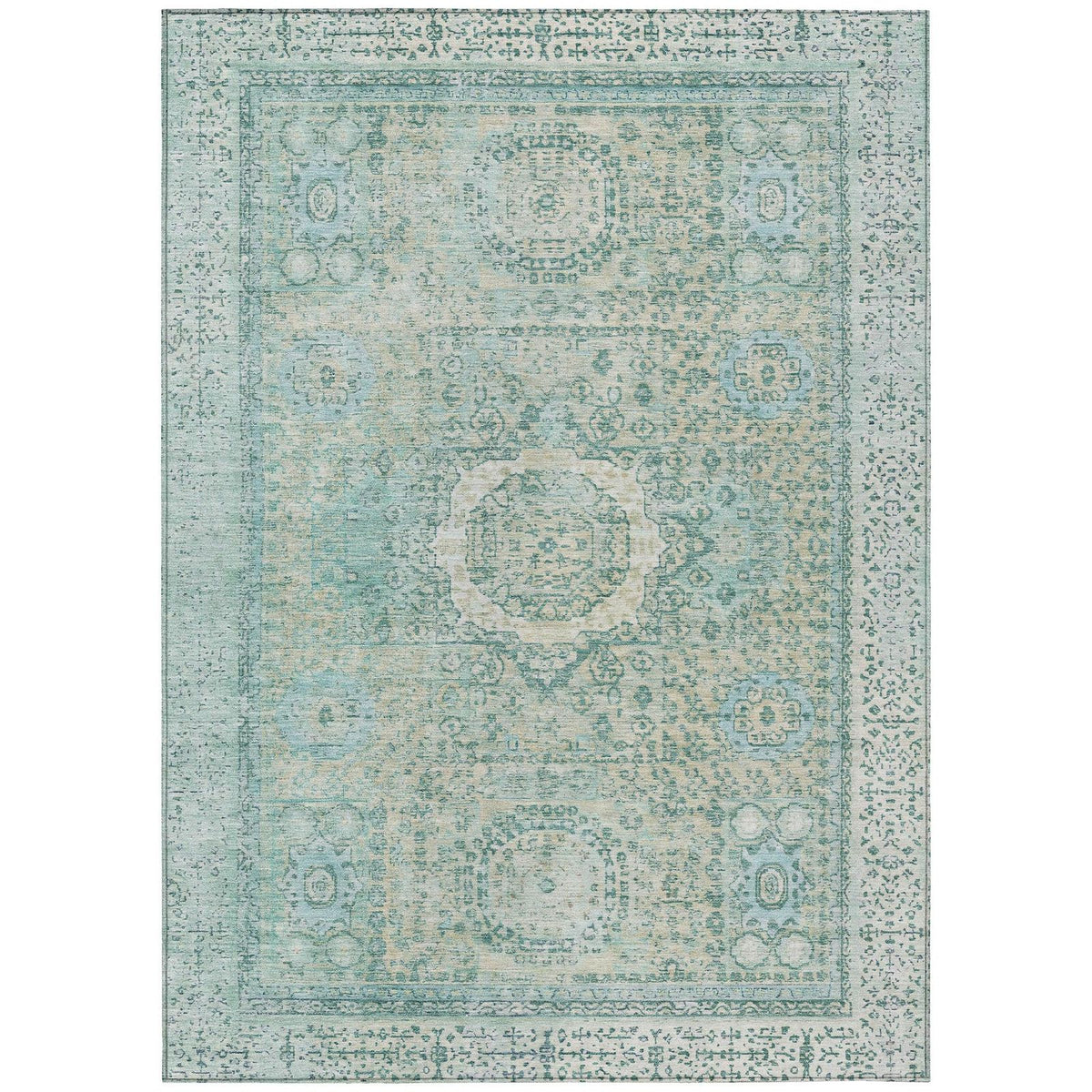Irias Teal Washable Indoor-Outdoor Rug