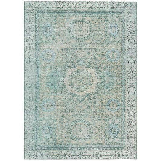 Irias Teal Washable Indoor-Outdoor Rug