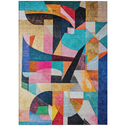 Jaelira Blue Washable Indoor-Outdoor Rug