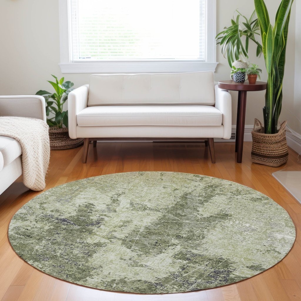 LOOMLAN Rugs Ebonelle Green Washable Indoor-Outdoor Rug