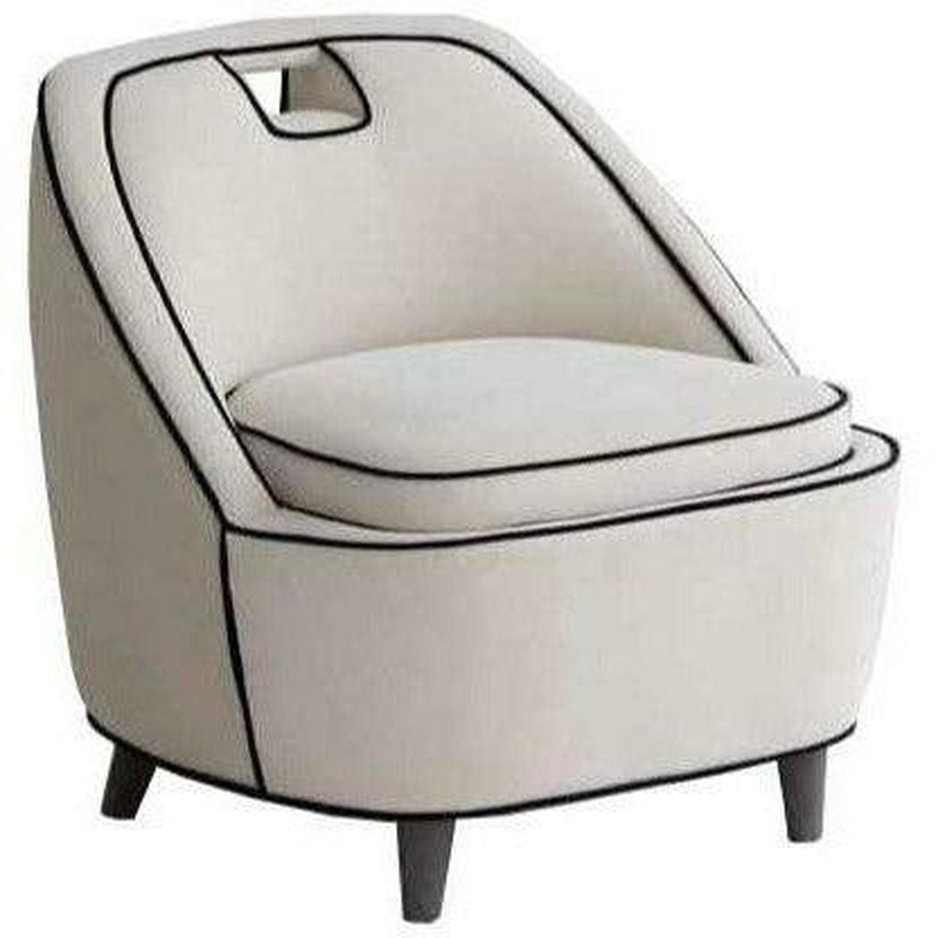 Ebony Club Chair Ivory White Armless Low Profile Accent Chair - Sideboards and Things Brand_LH Imports, Color_Ivory, Color_White, Game Room, Legs Material_Wood, Product Type_Lounge Chair, Product Type_Occasional Chair, Upholstery Type_Fabric Blend, Wood Species_Oak