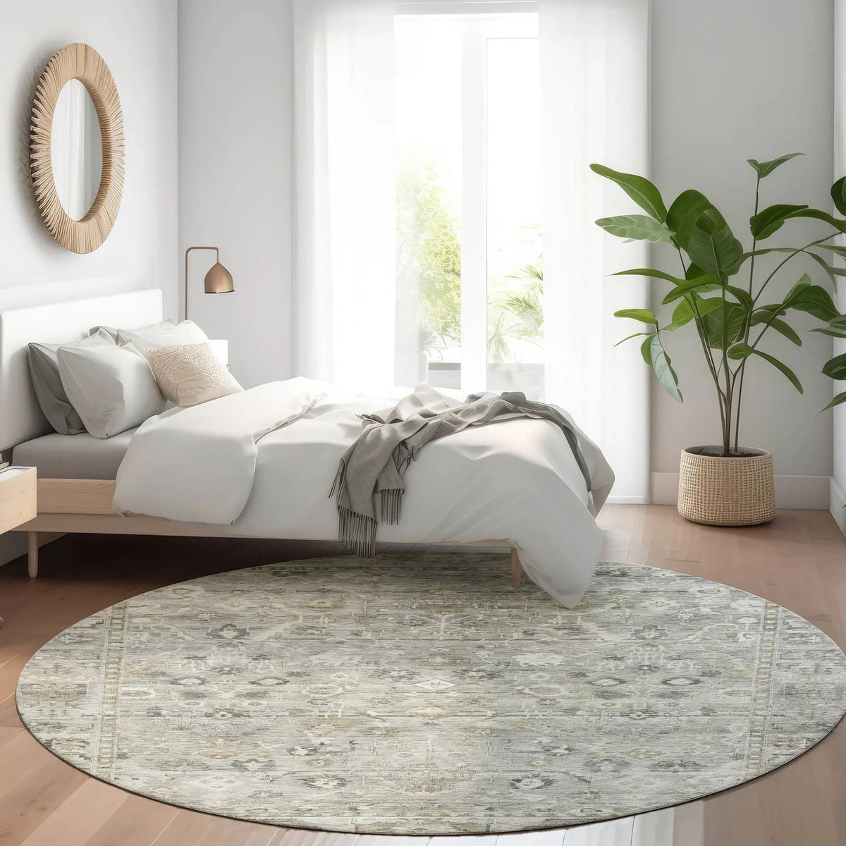 Laeel Gray Washable Indoor-Outdoor Rug