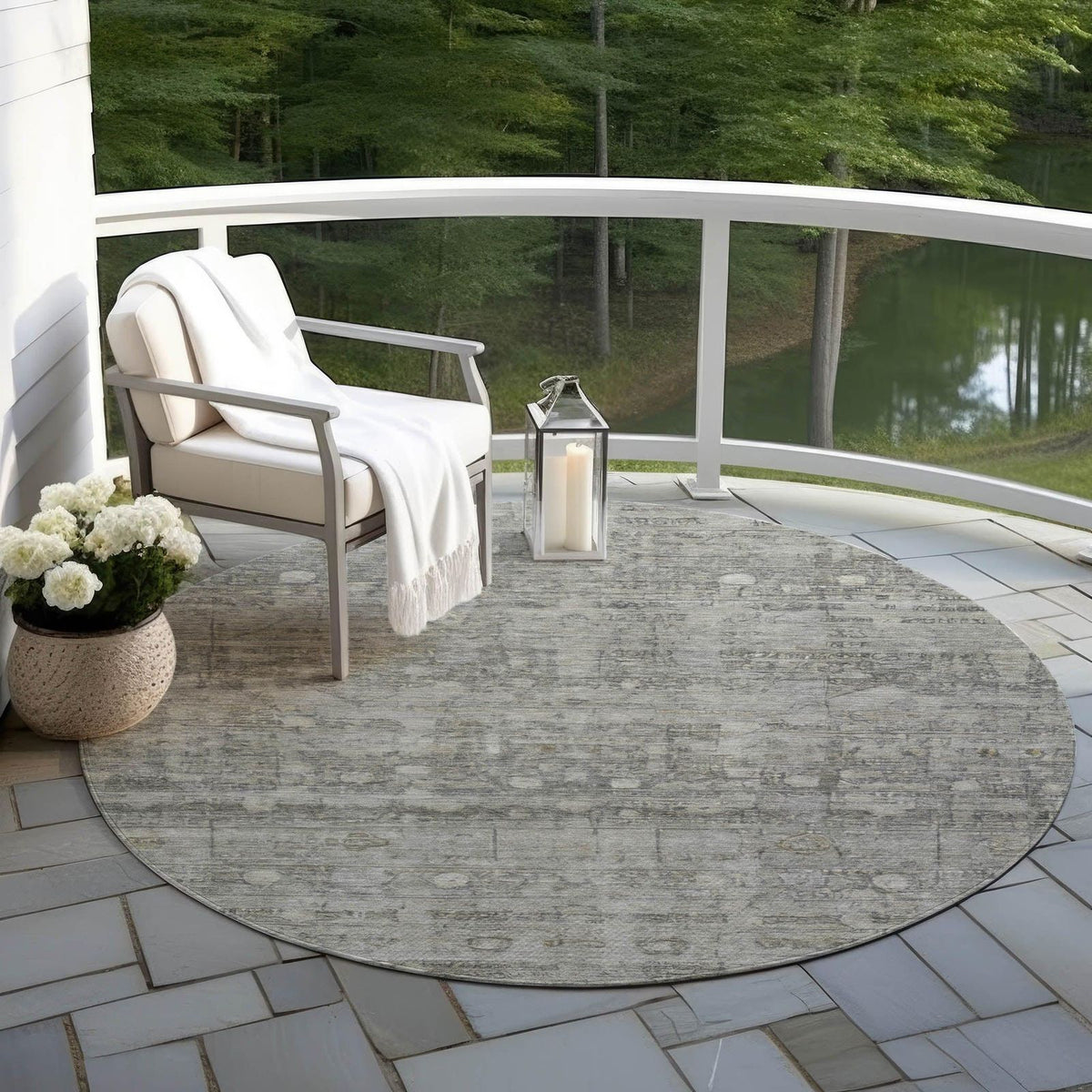 Kaelora Gray Washable Indoor-Outdoor Rug