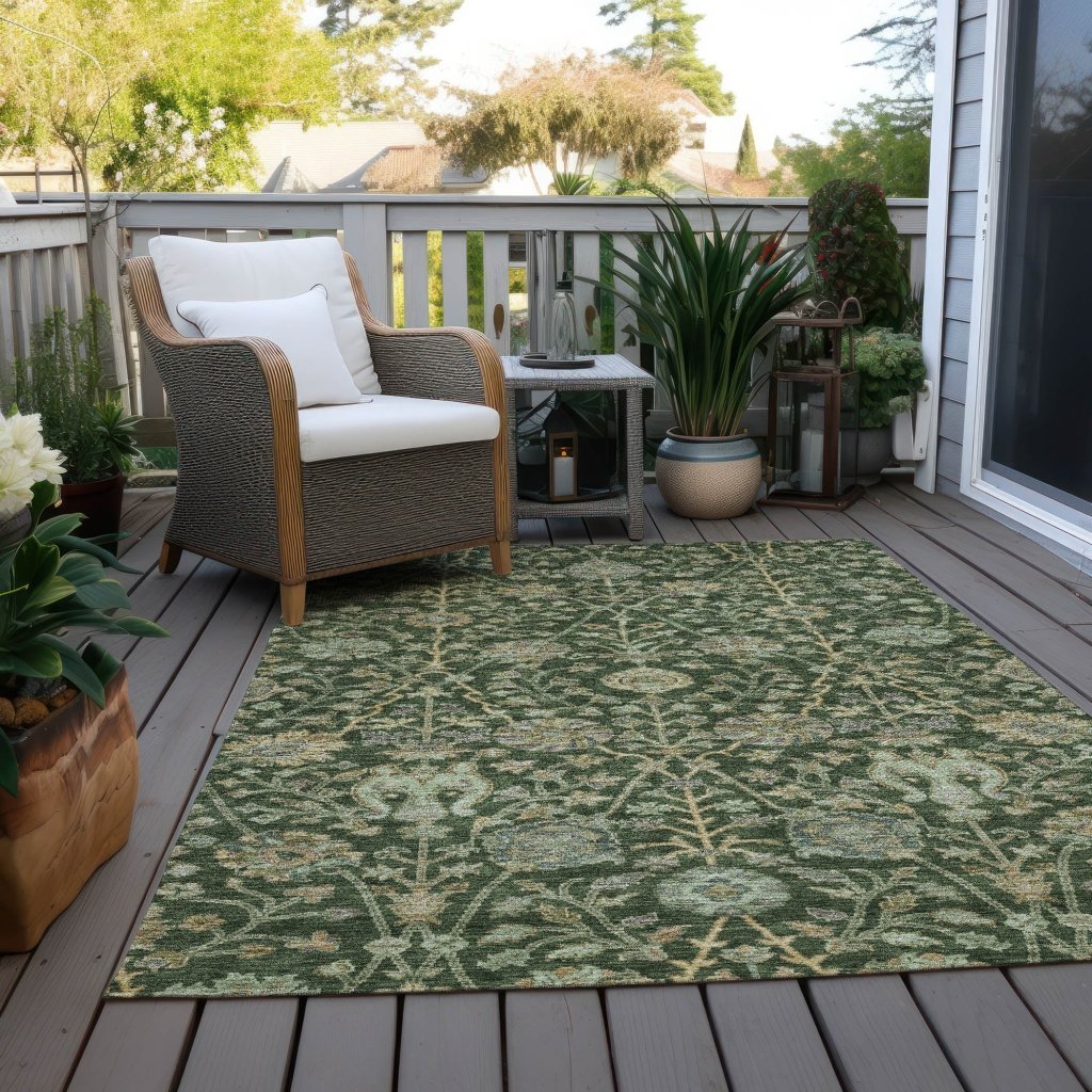 LOOMLAN Rugs Echo Green Washable Indoor-Outdoor Rug
