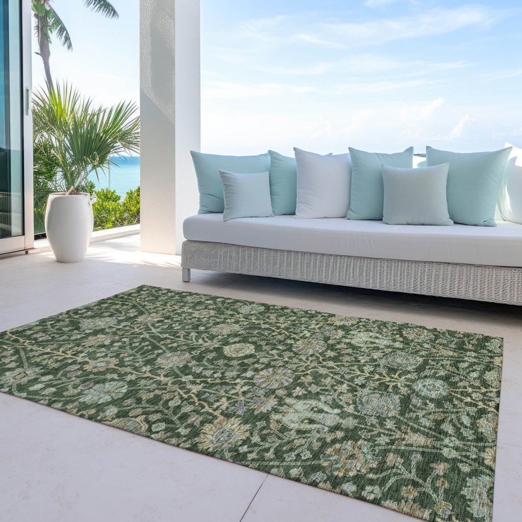 LOOMLAN Rugs Echo Green Washable Indoor-Outdoor Rug