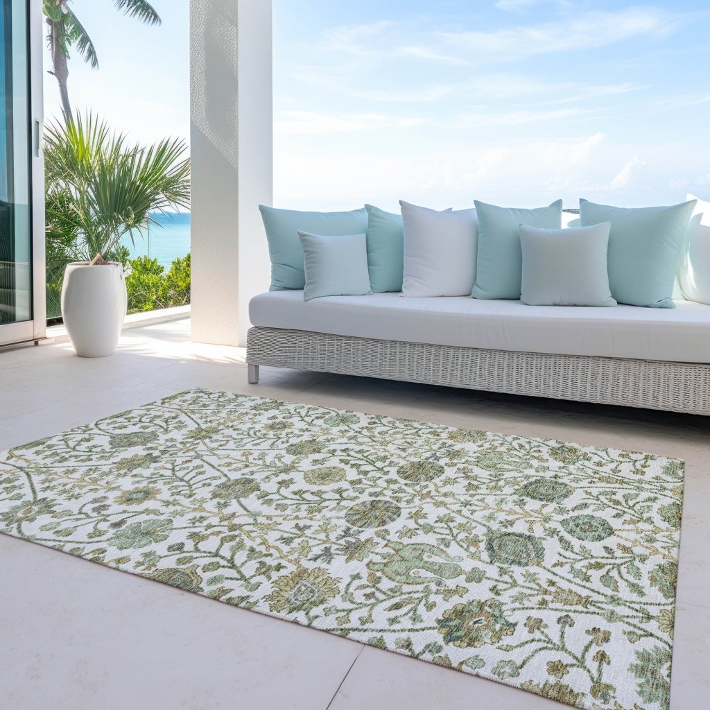 LOOMLAN Rugs Echo Ivory Washable Indoor-Outdoor Rug