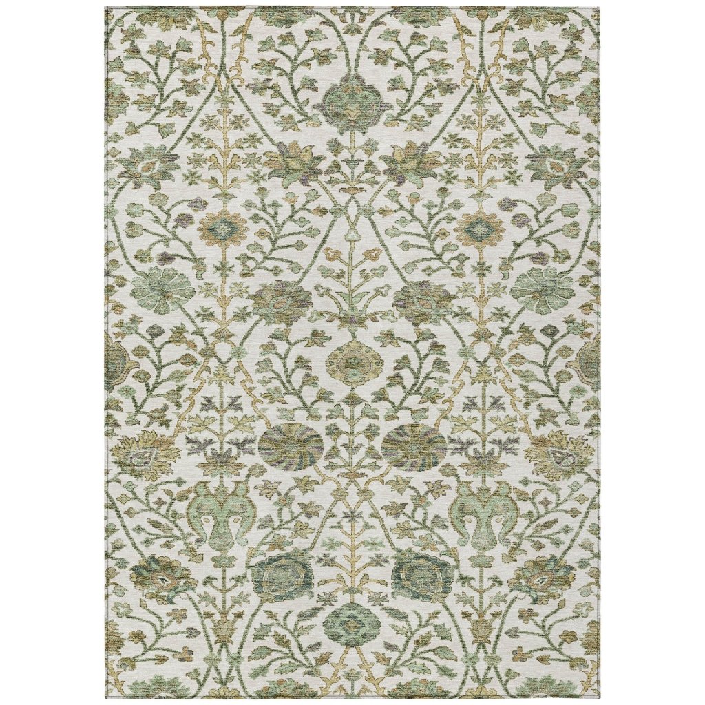 LOOMLAN Rugs Echo Ivory Washable Indoor-Outdoor Rug