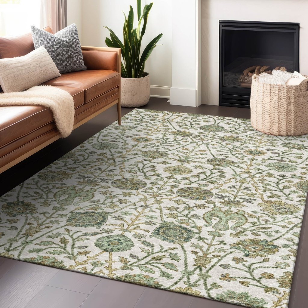 LOOMLAN Rugs Echo Ivory Washable Indoor-Outdoor Rug