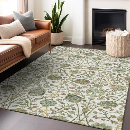 LOOMLAN Rugs Echo Ivory Washable Indoor-Outdoor Rug