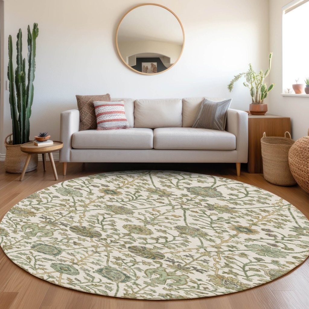 LOOMLAN Rugs Echo Ivory Washable Indoor-Outdoor Rug