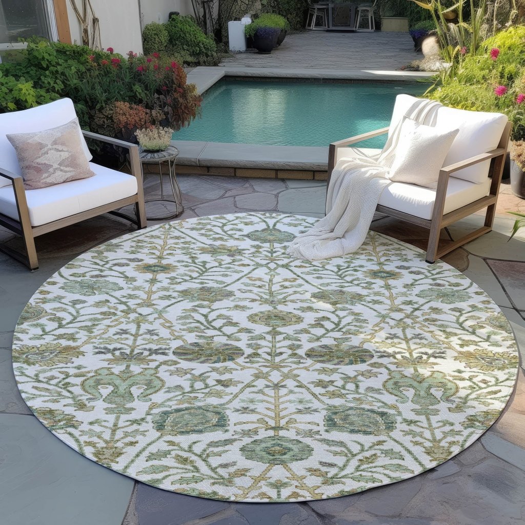 LOOMLAN Rugs Echo Ivory Washable Indoor-Outdoor Rug
