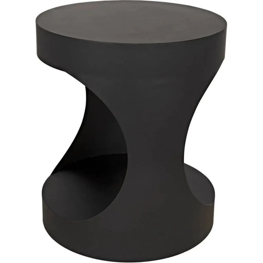 Noir Eclipse Round Side Table With Storage