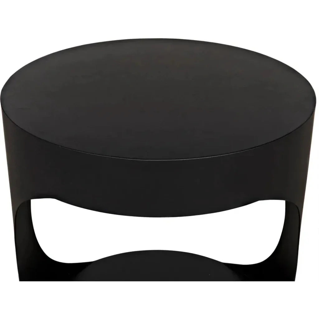 Noir Eclipse Round Side Table With Storage