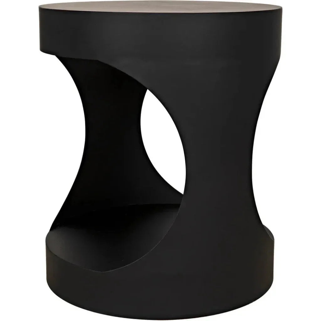 Noir Eclipse Round Side Table With Storage