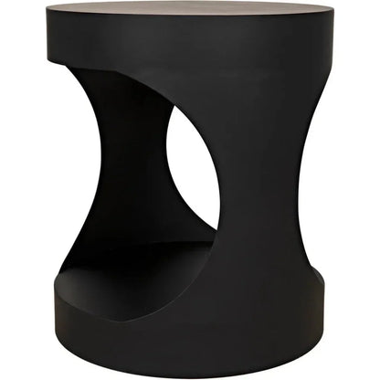 Noir Eclipse Round Side Table With Storage