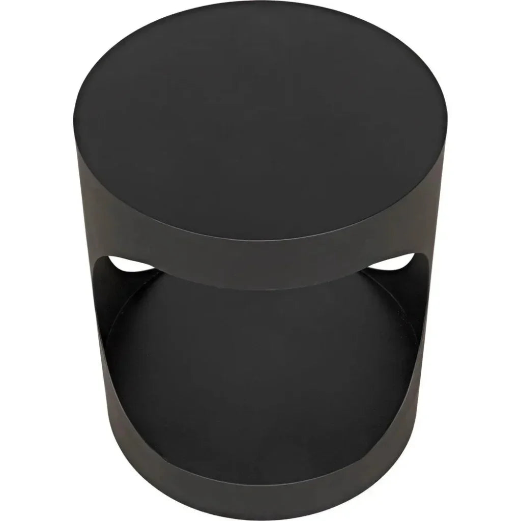 Noir Eclipse Round Side Table With Storage