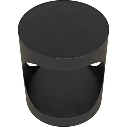 Noir Eclipse Round Side Table With Storage
