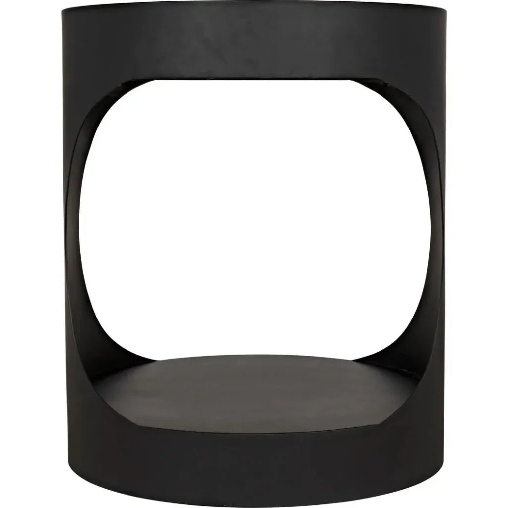 Noir Eclipse Round Side Table With Storage