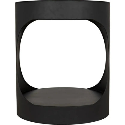 Noir Eclipse Round Side Table With Storage