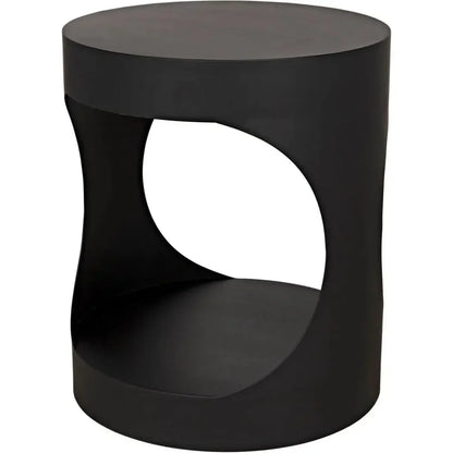 Noir Eclipse Round Side Table With Storage