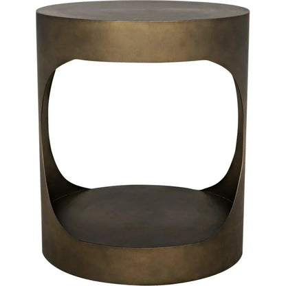 Noir Eclipse Round Side Table With Storage