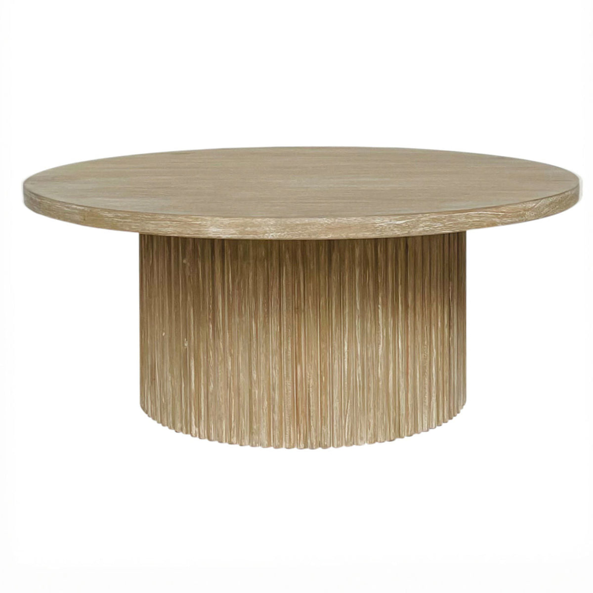 Elle 39" Natural Wooden Round Mindi wood Coffee Table