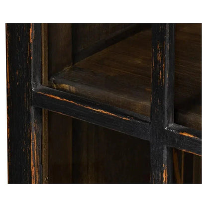 Edgar Allan Glass Doors Curio Bookcase Black - LOOMLAN - Sarreid - Buffets & Curios