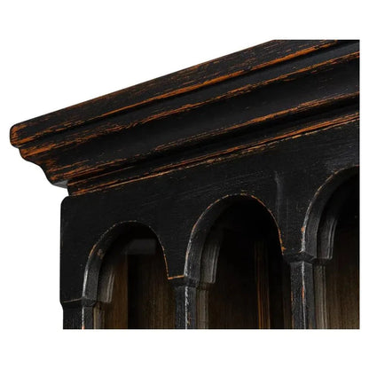 Edgar Allan Glass Doors Curio Bookcase Black - LOOMLAN - Sarreid - Buffets & Curios