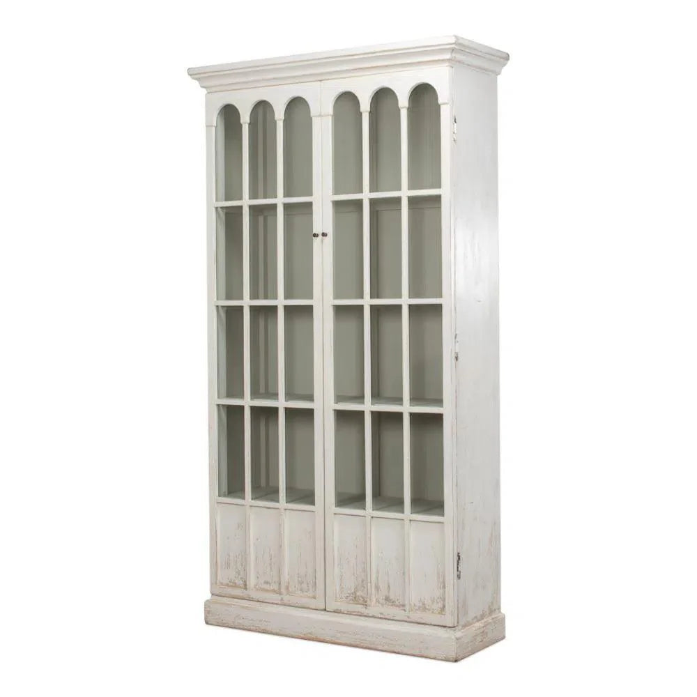 Edgar Allan Glass Doors Curio Bookcase White - LOOMLAN - Sarreid - Buffets & Curios