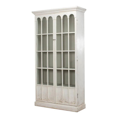 Edgar Allan Glass Doors Curio Bookcase White - LOOMLAN - Sarreid - Buffets & Curios