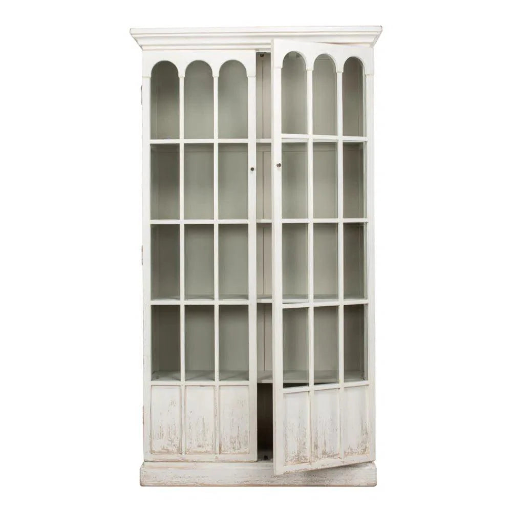 Edgar Allan Glass Doors Curio Bookcase White - LOOMLAN - Sarreid - Buffets & Curios