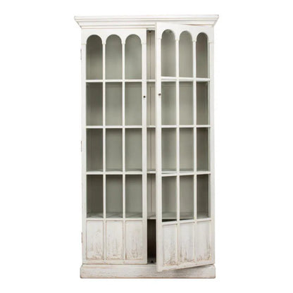 Edgar Allan Glass Doors Curio Bookcase White - LOOMLAN - Sarreid - Buffets & Curios