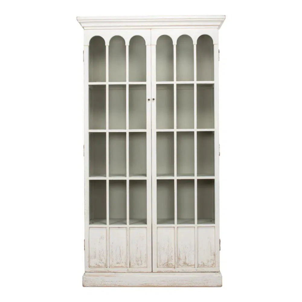 Edgar Allan Glass Doors Curio Bookcase White - LOOMLAN - Sarreid - Buffets & Curios