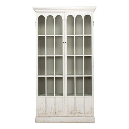 Edgar Allan Glass Doors Curio Bookcase White - LOOMLAN - Sarreid - Buffets & Curios