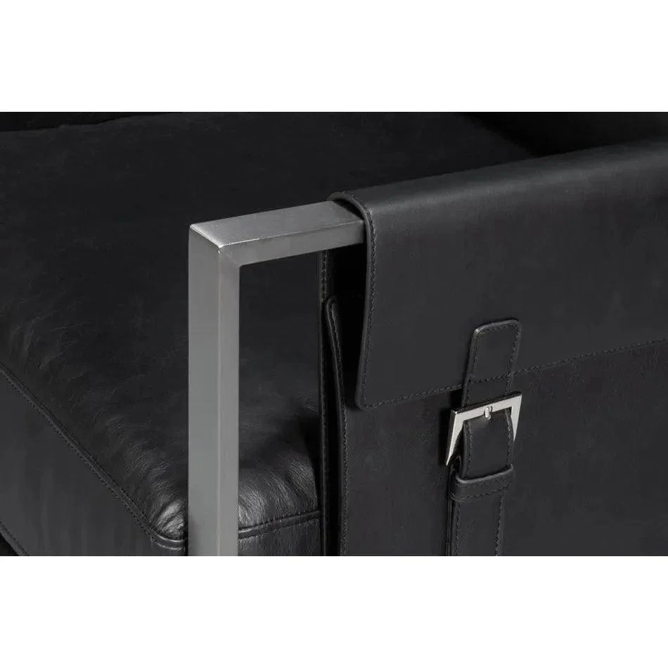Sarreid Edmonds Distilled Leather & Iron Black Arm Chair